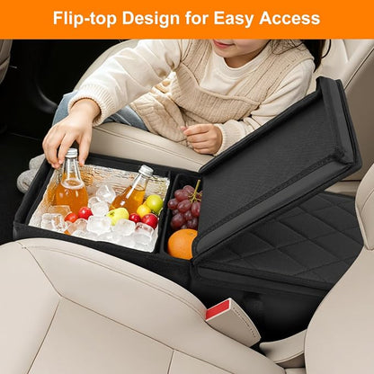Car Seat Organizer for Kia Telluride 2020-2026 w/Built-In Cooler Bag, Telluride Second Car Console Organizer w/Non-Slip Strips, Foldable Backseat Organize for Dog Toys Kids Snacks Travel Storage Box