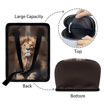Talayituse Lion Cross Print Car Trash Can with Lid, Leak Proof Auto Trash Bag Hanging Vehicle Garbage Can Multipurpose Storage Container for Back Seat Road Trip