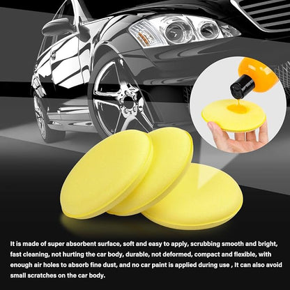 PSLER 30 Pack Foam Applicator Pads - Foam Car Wax Applicator Pad Detailing Round 4 inch Polishing Sponges for Car Wax Applicator Pad -Yellow