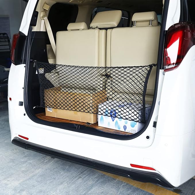 Car Rear Cargo Net, Adjustable Elastic Storage Organizer Net, Trunk Cargo Storage Net, Universal Fit for Car, Vehicle, SUV (43.3"x 15.8")