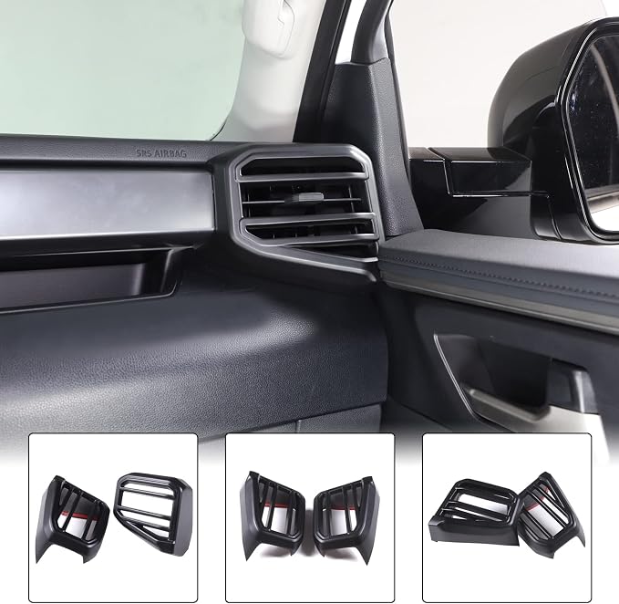 Aunginsy Center Console Side Air Conditioning Outlet Trim Cover Compatible with Toyota Tundra/Sequoia 2022-2025 2026, Car Dashboard Side A/C Wind Vent Panel Decorative Frame Protector ABS Accessories