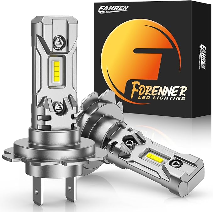 FORENNER H7 Light Bulb, 6500K 30,000LM 800% Super Brighter H7 Fog Light Bulb, No Adapter Required 1:1 Mini Size, Plug and Play, Powersports Tire Light Assemblies, Pack of 2