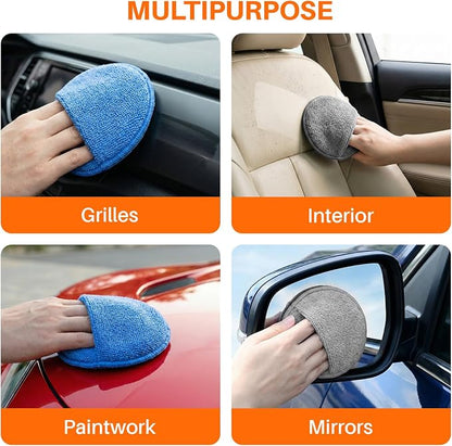 Microfiber Wax Applicator Pads, Car Wax Applicator with Finger Pocket, Buffing & Detail Polishing Foam Pads for Car Cleaning and Fine Polishing (5 inch, 12 Pack)