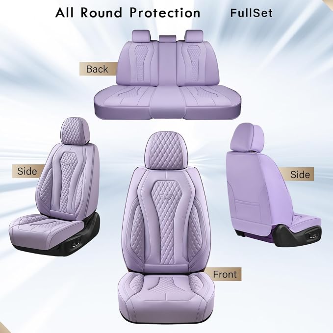 Coverado Car Seat Covers Full Set, Purple Seat Covers, Automotive Car Seat Cover, Car Seat Cushion, Car Seat Covers Front Seats Back Seat Covers, Car Seat Protector Universal Fit Most Cars
