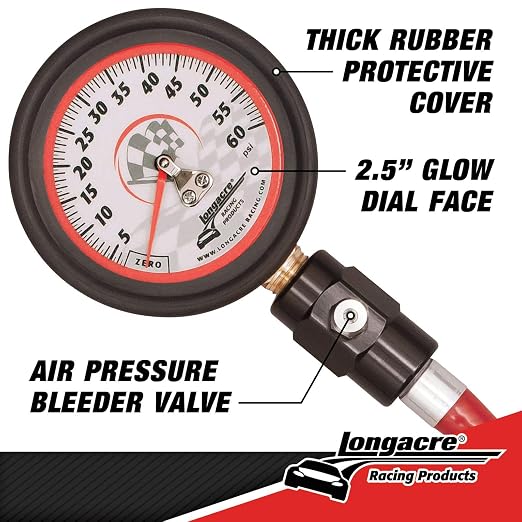 Longacre 52-52003 Tire Pressure Gauge, 2-1/2 Inch, 0-60 PSI