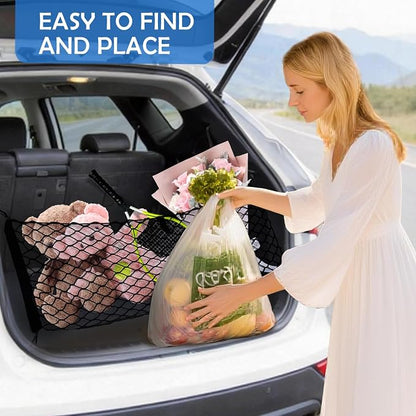 Envelope Style Cargo Net for Hyundai Kona 2024 2025 2026 Accessories, Rear Trunk SUV Mesh Cargo Net, Upgraded 5mm Bungee & Double-Layer Nylon Storage Tailgate Netting Grocery&Tools Holder Organizer