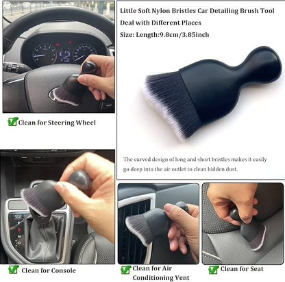 Car Interior Detailing Brush 1PC,Car Brushes for Detailing Interior,Soft Car Detailing Brush,Universal Car Brush Tool(Black+White)