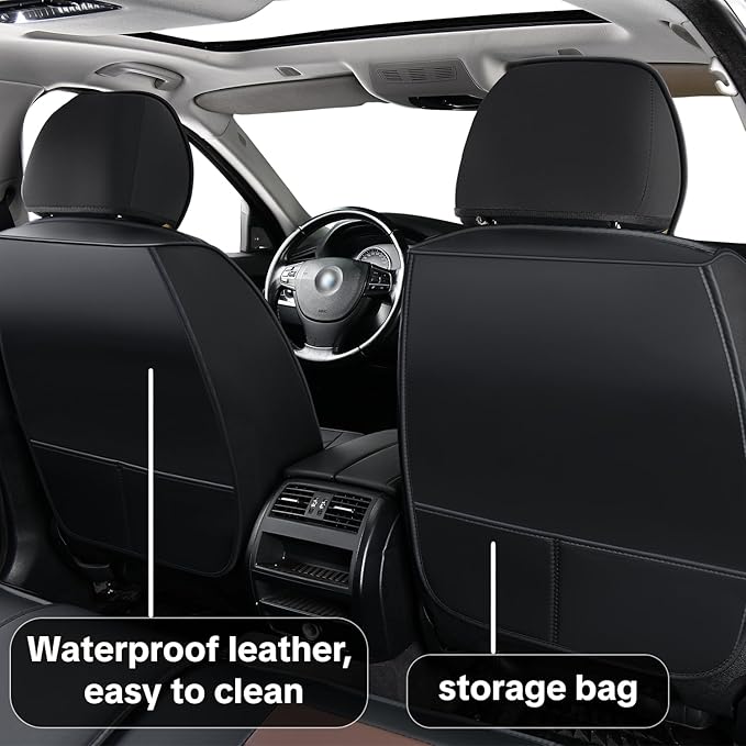 Car Seat Covers, Universal Fit for Most Vehicles, Waterproof Leather, Pet-Friendly Car Seat Covers, 5-Piece Complete Set, Protects Car Seats, Upgrades Interior, Airbag Compatible