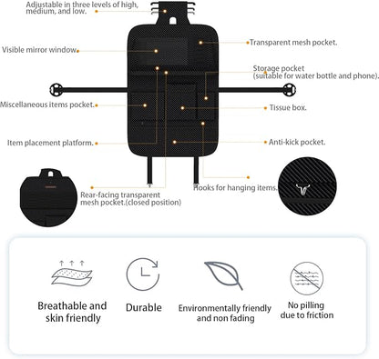 GMQ Back Seat Car Organizer 1 Pack,Backseat Organizer with Tray,Multifunctional Car Seat Back Storage Box with Foldable Tablet Holder (Carbon Black, Weave)