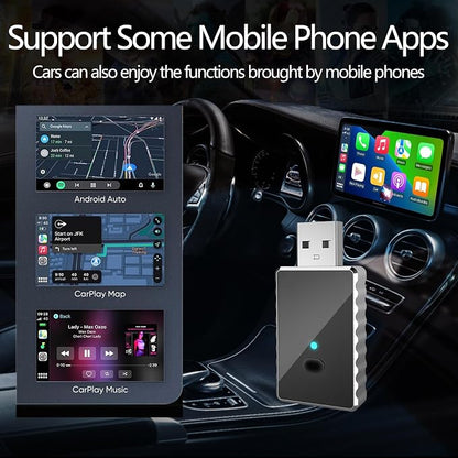 Wireless Carplay Adapter, 2 in 1 Android Auto Adapter 2025 AI Box Carplay, Plug and Play Mini CarPlay Android Auto for Cars, Convert Wired to Wireless Supports Car Original Control