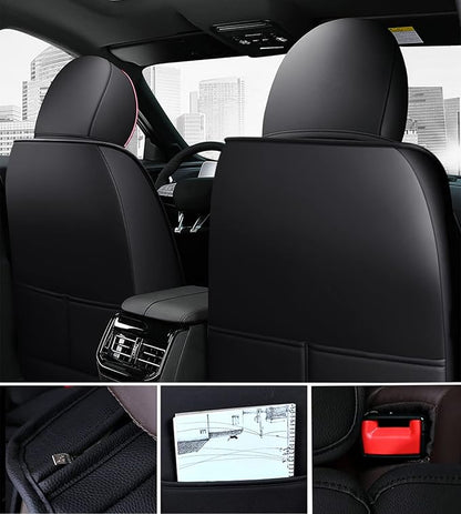 Car Seat Covers Front Seats, Super Luxurious Heavy Duty Waterproof Leather Automotive Vehicle Cover for Cars SUV Pick-up Truck, Universal Non-Slip Seat Car Accessories (2 PCS Front/Pink Black)