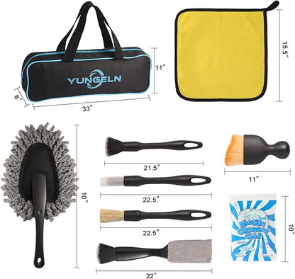 Car Detailing Brush Kit with Detail Brushes,Car Interior Detailing Brushe,Car Dust Brush,Cleaning Gel,Car Interior Cleaning Tool for Truck SUV Car Accessories
