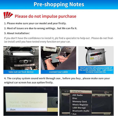 Road Top Wireless CarPlay Interface Decoder for Mercedes-Benz NTG4.5/4.7 | For E-Class W212 E Coupe C207 2012-2015, NTG4.5/4.7, Support Wireless Carplay, Android Auto, MirrorLink