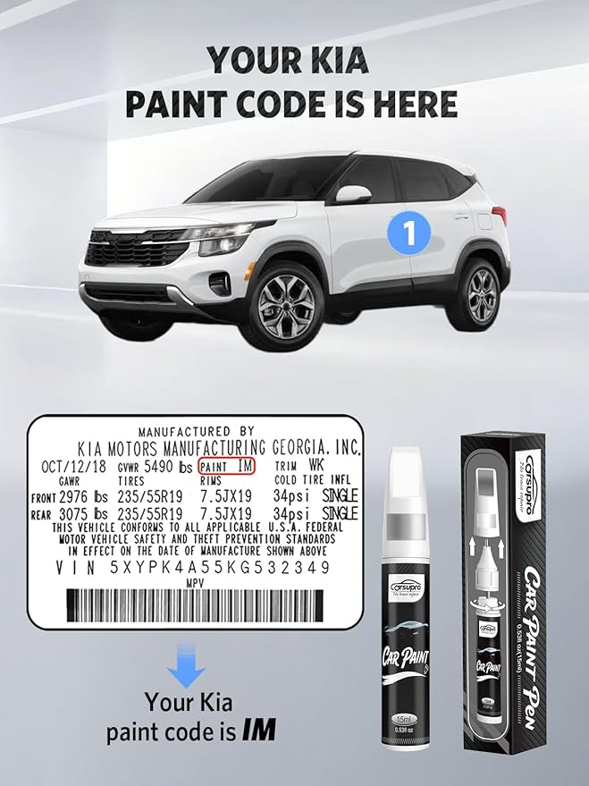 Mars Orange(M3R) for Kia Touch Up Paint Pen, 2 in 1 Car Scratch Remover with Pen Tip and Brush, Precise Color Match for Car Paint Scratch Repair, Quickly and Easily Fix Chips and Nicks