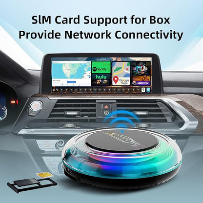 [8G+128G] Carplay Ai Box for BMW/Porsche/Other Cars,Fast Car Video Box Android 13 System Adapter Magic Portable Head Unit,Support Voice Assistant/SIM&TF Card/Online Netflix/YouTube/Disney+/Hulu/GPS/