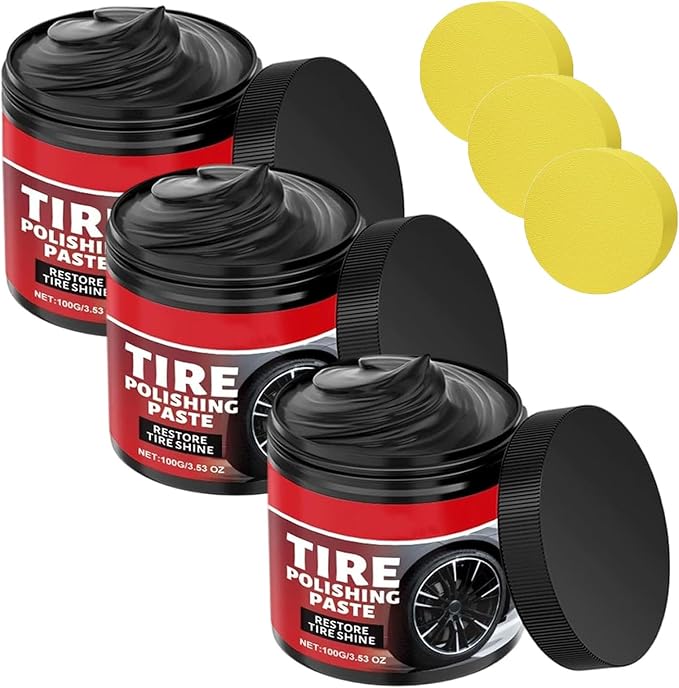 Tire Gloss Protection Agent, Wheel Shine Tire Polishing Paste, Tire Coating Paste for Cars Trucks Motorcycles RVs & More (3pcs)