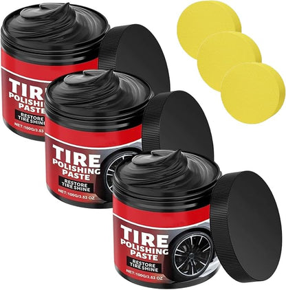 Tire Gloss Protection Agent, Wheel Shine Tire Polishing Paste, Tire Coating Paste for Cars Trucks Motorcycles RVs & More (3pcs)