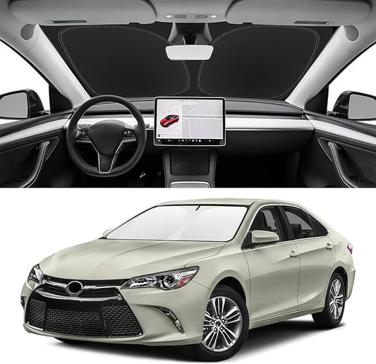 Custom Fit Windshield Sun Shade for Toyota Camry 2007-2017, Blocks UV & Heat, Front Window Sunshade Accessories, Easy Fold & Store Keep Your Car Cooler