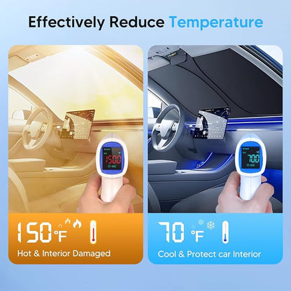 KUST Windshield Sun Shade Custom Fit for Mazda 3 Accessories 2014-2025 2026 Mazda3 Hatchback/Sedan Window Shade Cover Sun Visor Foldable Blocks UV Rays Keep Your Car Cooler