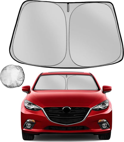 Windshield Sun Shade for 2014-2018 Mazda 3 Foldable Sun Sunshade for Car Front Window Blocks UV Rays and Heat Automotive Interior Protector Custom Fit Accessories