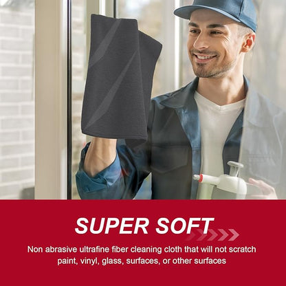 Oudain 200 Pcs Microfiber Cleaning Cloth 16x16 Inch Microfiber Towels for Car Ultra Absorbent Cleaning Rags Reusable Lint Free Streak Free Detailing Towel for Car Washing Drying Dusting (Black)
