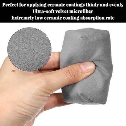 Suede Microfiber Applicator Pad Ceramic Coating Sponge Pad Suede Car Detailing Sponge Multi-Purpose Wax Applicator Pads for Car Applying Wax Sealants Other Conditioners (6PCS)