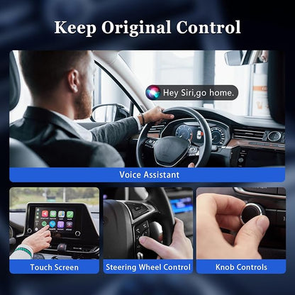 Wireless CarPlay Adapter for iPhone, 2 in 1 Carplay and Android Auto Adapter Converts Factory Wired to Wireless, USB-A/C Plug and Play Fast Response for iOS 10+/Android 11+