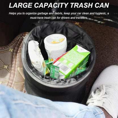 2 PCS Car Trash Can, Waterproof Portable Collapsible Pop-up Garbage Bin with Elastic Band, Automotive Mini Portable Hanging Rubbish Bin Trash Bag for Camping Traveling