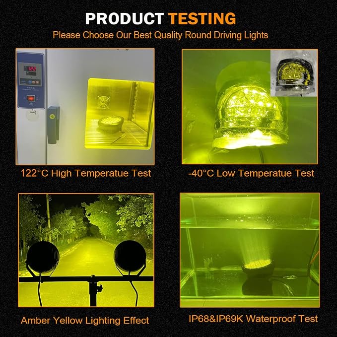 BIGLION.X 7Inch Round LED Amber Driving Offroad Lights 2PCS 210W 32000LM Amber Off road Lights LED Off Road Light Round Waterproof IP68 IP69K 12V 24V for Pickup Trucks SUV ATV UTV 4x4