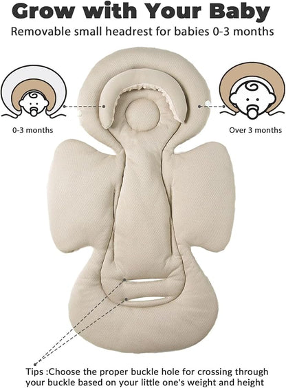 TinlyFinly Infant Car Seat Insert with Extra Cushion for Preemie to Toddler, Reversible Newborn Carseat Insert for Baby Head Body Support, Fits for Stroller, Baby Swing, Bouncer - Dots, Beige