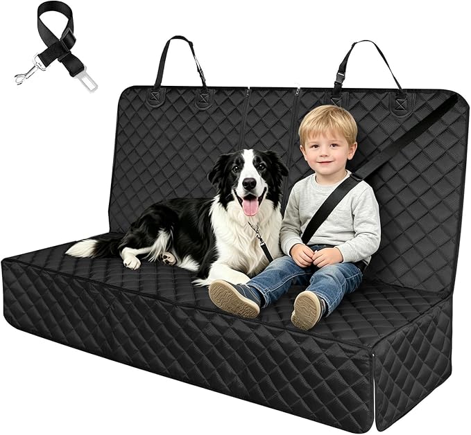 Dog Car Seat Cover for Back Seat, Waterproof Non-Slip Car Seat Covers Protector Scratchproof, Pet Bench Seat Covers for Cars, Trucks, Large Sedan, Large SUV (56" W*52" L)