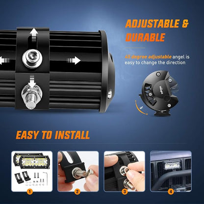 Nilight LED Pods 4PCS 6.5 Inch 120W Light Bar Triple Rows Spot Flood Combo Driving Light Waterproof Led Work Light Off-road Truck Car ATV SUV Cabin Boat, 2 Years Warranty
