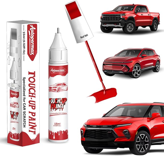 G7C/WA130X Red Hot Car Touch Up Paint for Chevrolet, Color Accurate Two-In-One Car Paint Scratch Repair Pen, Professional Scratch Remover for Vehicles Chips and Nicks Scuff