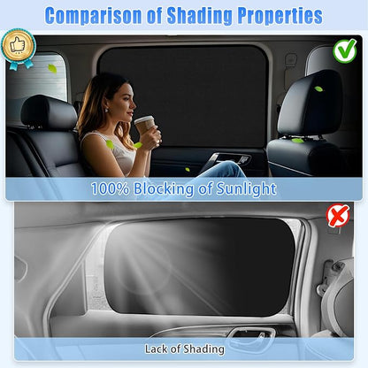 ZATOOTO Car Window Covers for Rear Side Window Curtains Suede Sun Shade for Privacy Blackout for UV Protection, Car Shades for Large Rear Window, 21.2×39.3in