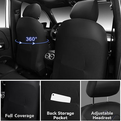 CAR PASS Luxury Nappa Leather Seat Covers Front, Water Resistant 3D Memory Foam Car Seat Covers with Lumbar Support,Thick Seat Cover Airbag Compatible Universal Fit for Sedan SUV Van Truck, Black Blue