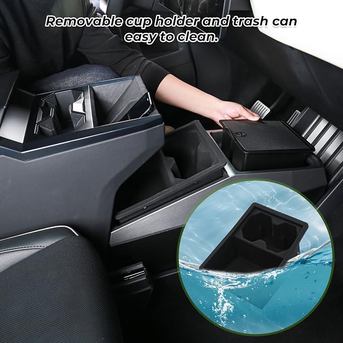 Floor Center Console Organizer for Tesla Cybertruck 2024-2026, Cybertruck Accessories Interior Storage Box, Double Layer Tray Insert, Anti-Slip TPE Console Organizer