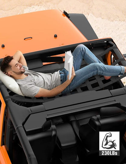 JOYTUTUS Mesh Cargo Net Roof Storage Netting Hammock Roll Cage Bar Restraint for 1987-2026 Wrangler YJ TJ JK JL & Gladiator JT