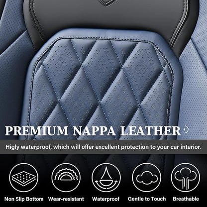 Coverado Seat Covers, Car Seat Cover Front Seats, Luxury Faux Leather Seat Cover, Black and Blue Seat Cover, Car Seats Protectors Waterproof, Automotive Seat Covers Universal Fit for Most Cars