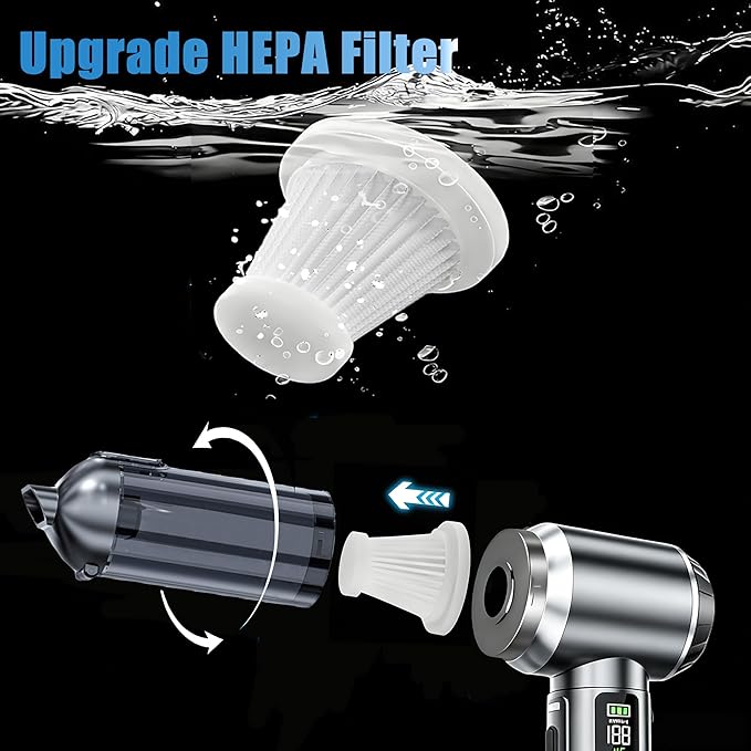 Handheld Car Vacuum Cordless with Air Duster, 30-Min Runtime 20000Pa Suction, Portable Rechargeable Small Handheld Vacuum for Car Detailing Interior Cleaning Pet Hair,Silver&Gray
