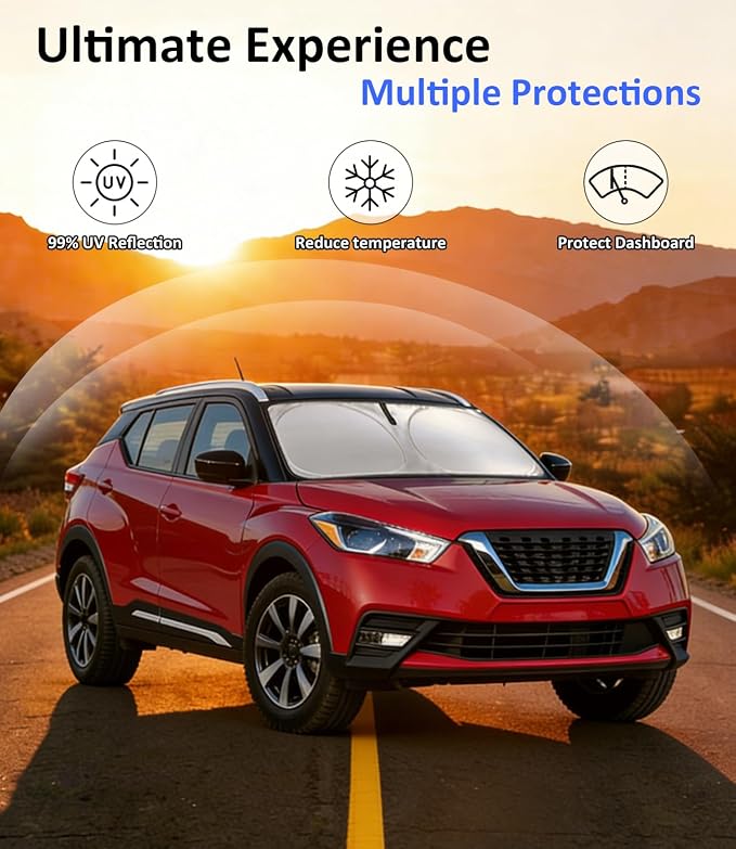 Windshield Sun Shade Custom-Fit for Nissan Kicks 2017-2024