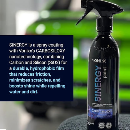 Vonixx Sinergy Paint Spray Coating | CARBOSILOXY Nanotechnology | 12 Months Protection | Revolutionary Car Detailing Spray Coating | Hydrophobic Finish | Versatile Application | 16.9 fl oz (500 ml)