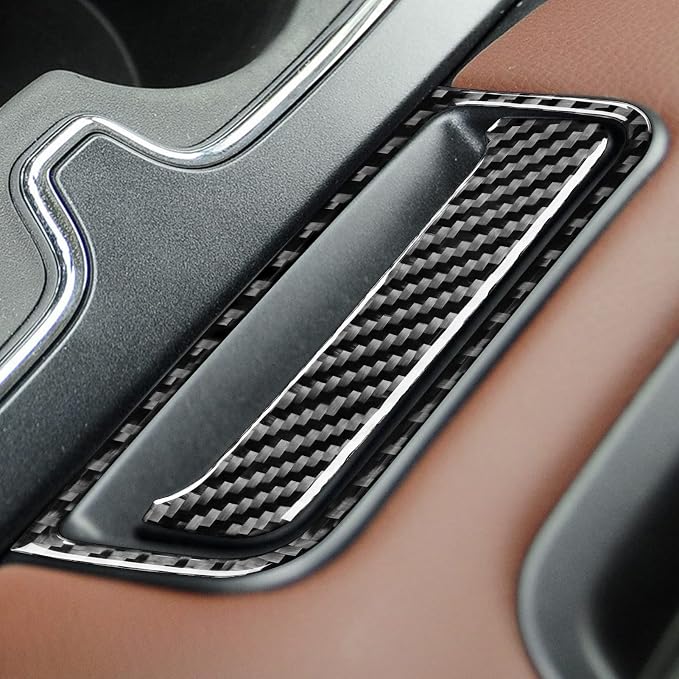 Real Premium Carbon Fiber Fit for Chevy Silverado/GMC Sierra 1500 2014-2018 for 2500/3500HD 2015-2019 Car Center armrest Switch Trim Decals Sticker Auto Interior Accessories Cover Black
