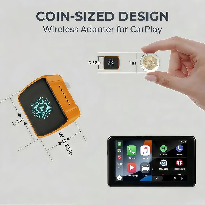 2026 New 2-in-1 Wireless CarPlay Adapter & Android Auto Dongle, Ultra-Mini 5GHz Fast Auto-Connect, Aluminum Shell & 7-Color RGB Logo, Plug & Play for OEM Wired Cars (iOS & Android)