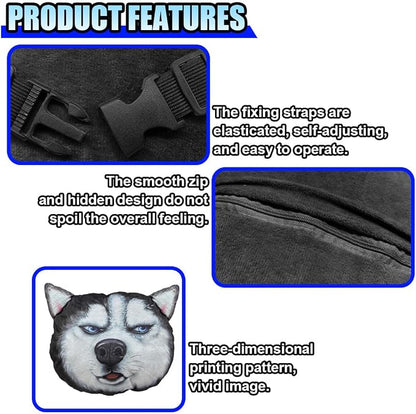 Cute Husky Dog Car Headrest Pillow- Memory Foam Car Neck Pillow Auto Seat Cushion of Headrests for Pain Pressure Relief- Cartoon Neck Support Cushion with Adjustable Strap for Most Cars (Husky)