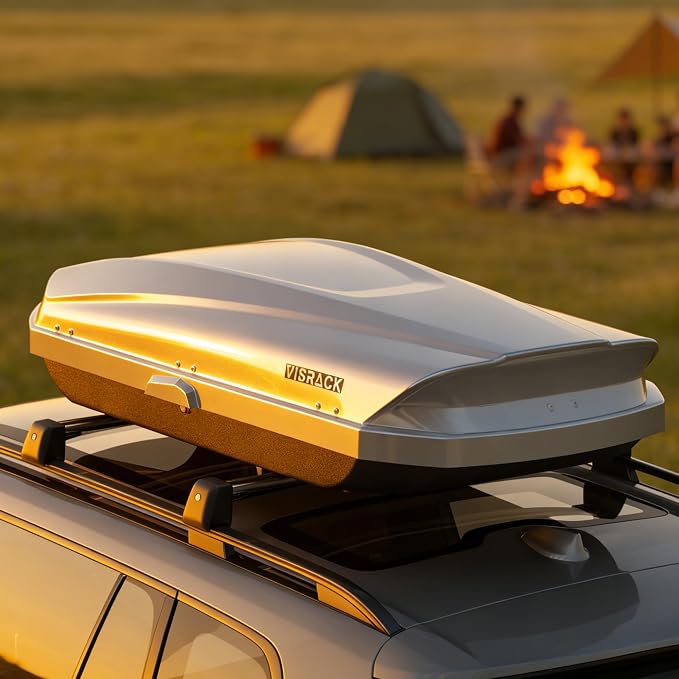 21 Cu Ft Cargo Box, Hard Shell Roof Cargo Carrier with Security Keys, 70.08" x 34.57" x 14.53" Roof Box, Dual-Sided Opening, Tool-Free Install, White