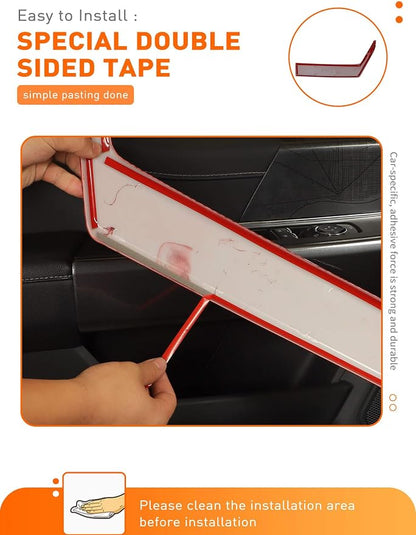 Savadicar Red Carbon Fiber Interior Accessories - Front Door Handles Trim Cover for Ford F150 (2021-present) - Premium Texture Interior Decor Upgrade Kit, 2-Piece Set