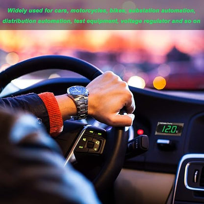 2 Pieces DC 4 to 28V Car Digital Voltmeter 12V Voltage Meter Car Audio Gauge LED Display 12V Waterproof Voltage Gauge Meter for Motorcycle(Green Light)