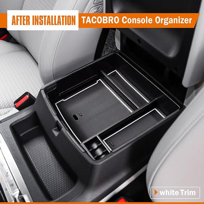 TACORBO Center Console Tray Compatible with Kia Carnival 2026 2025 2024 2023 2022 Accessories Insert Tray, KA4 MPV Armrest Secondary Storage Box, White Trim