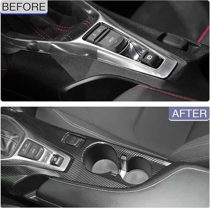 RT-TCZ Carbon Fiber Center Console Gear Shift Panel Trim Cover Cup Holder Frame Interior Decoration Kit Accessories for Chevrolet Camaro 2016-2022