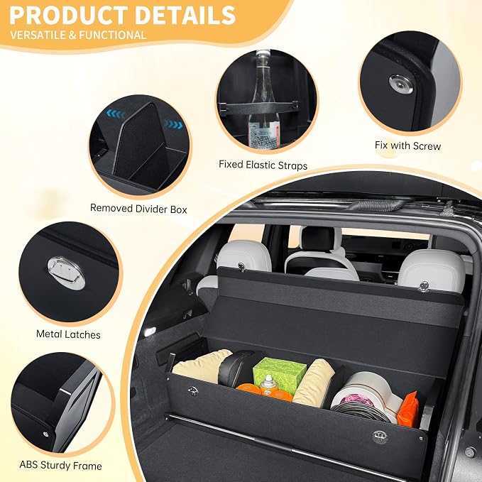 Trunk Organizer for SUV, Collapsible Leather Trunk Organizer for Car with Lid Car Storage for Sedans, Truck, Van, Jeep (Black, 37 x 11.4 x 12.2in)